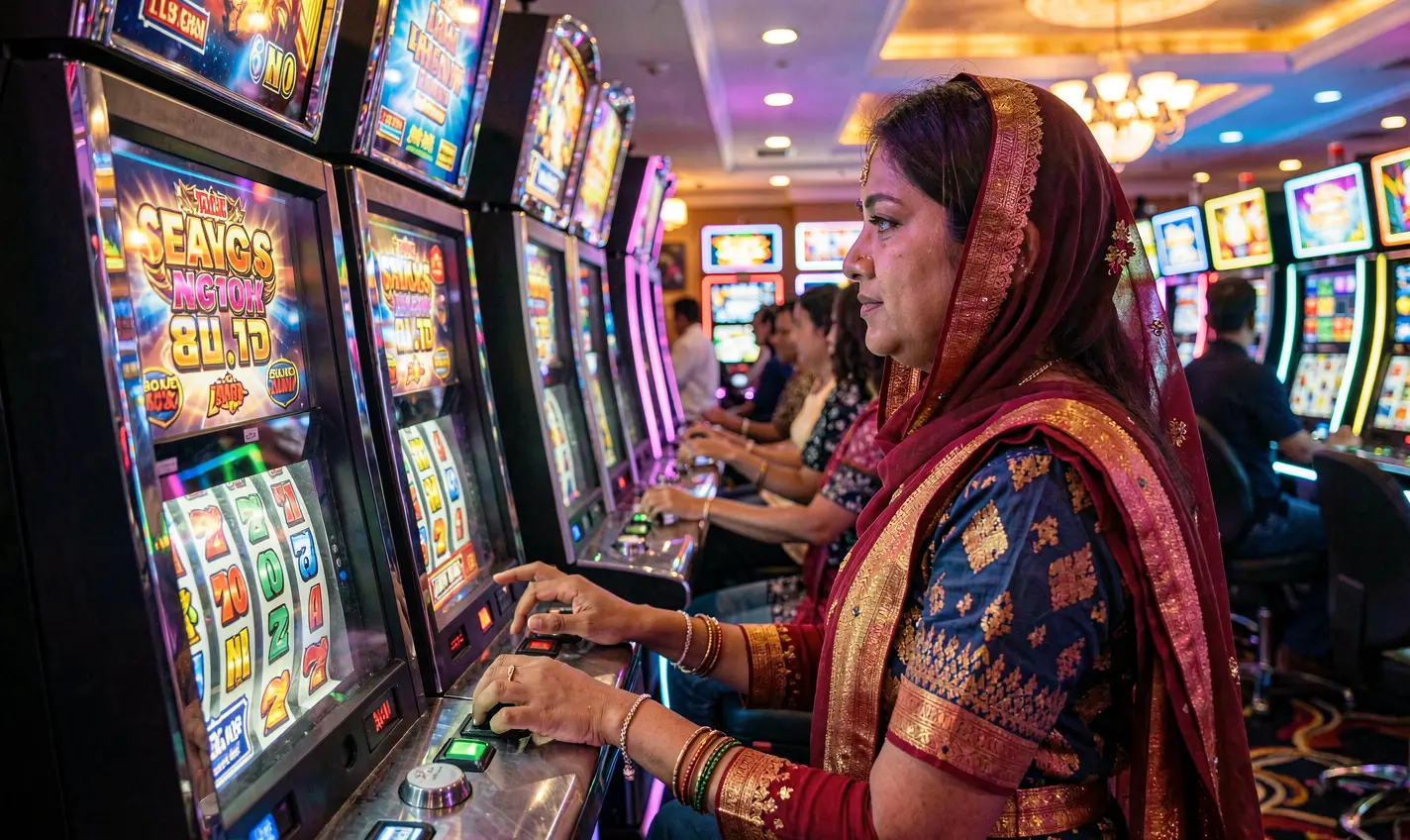 488BD – Discover premium slot gaming designed for players in Bangladesh Focused Bangladeshi player enjoying advanced slot machines in a vibrant casino setting at 488BD with colorful lights and a realistic gaming atmosphere